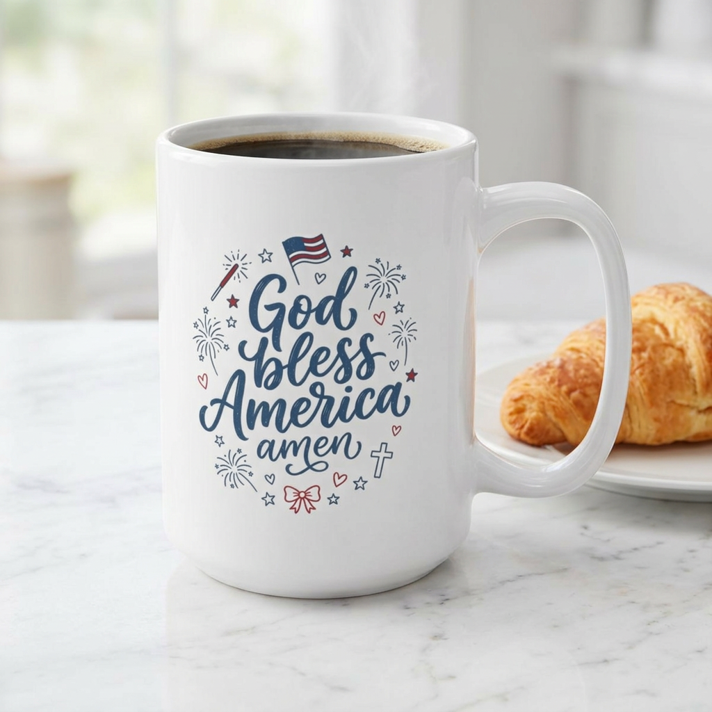 GOD BLESS AMERICA, AMEN MUG