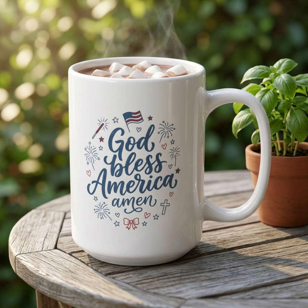 GOD BLESS AMERICA, AMEN MUG