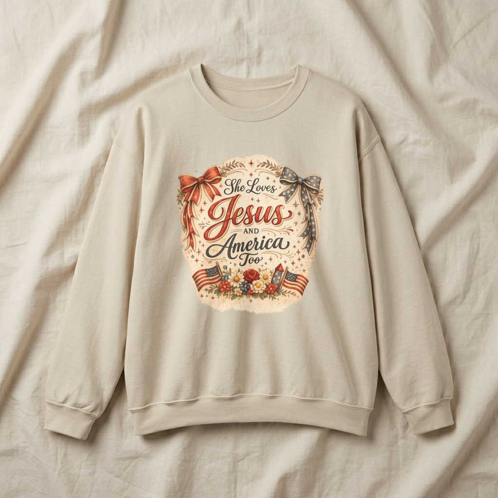 LOVES JESUS AND AMERICA TOO CREWNECK
