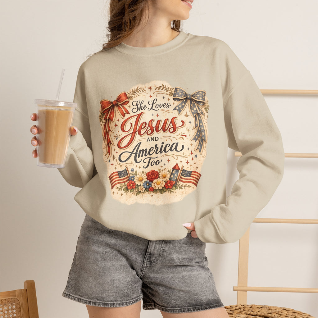 LOVES JESUS AND AMERICA TOO CREWNECK