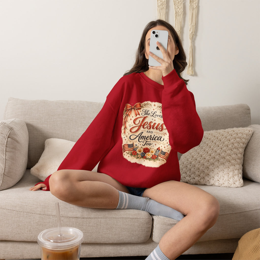 LOVES JESUS AND AMERICA TOO CREWNECK